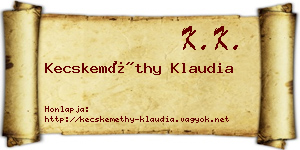 Kecskeméthy Klaudia névjegykártya